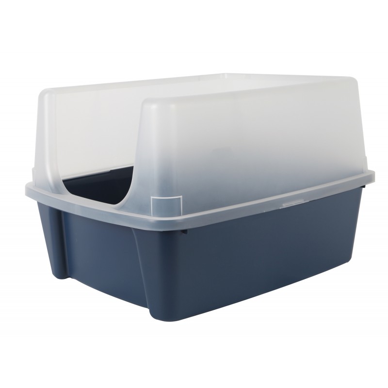 Abc Pet Plaza Iris Open Top Cat Litter Box With Clear High Shield Without Scoop Navy