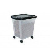 IRIS 50 LB Airtight Nesting Food Container, Black/Clear