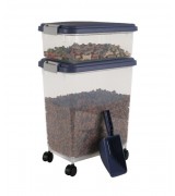 IRIS Weathertight Storage Container & Scoop Combo, Blue Indigo