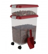 IRIS Weathertight Storage Container & Scoop Combo, Garnet Red