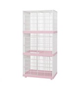 IRIS 3-level Plastic Pet Cat Cage, Pink