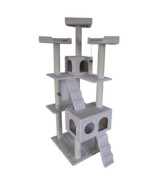 Catland Cat Tree w/Hiding Boxes, Pedestals and Scratching Posts, White