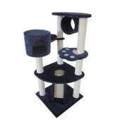 Cat Tree with Scratching Posts and Cubby Hole, Navy
