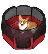 IRIS Portable Soft Sided Pet Pen w/Top, Red