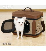 Folding Pet Travel Carrier, Brown/Beige, OPC-420