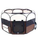 IRIS Portable Soft Sided Pet Pen w/Top, Brown