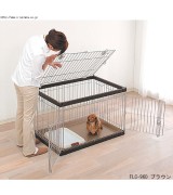 IRIS Wire Pet Cage w/Top & Front Door, Brown