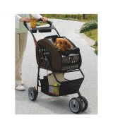 IRIS Adjustable 4-Way Pet Stroller, Brown