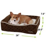 Pecalle Large Pet Dog Bed w/Removable Cushion, Brown