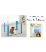 IRIS Wire Pet Pen & Water Bottle Dispenser Set, Blue