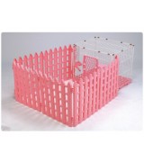 AcePet Wire and Plastic Pet Cage with Fence - Pink