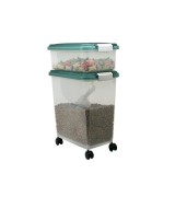 IRIS Airtight Pet Food Storage Container Combo, 12 Quart, 33 Quart, Green