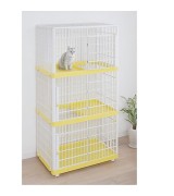 IRIS 3-level Plastic Pet Cat Cage, PC-813, Yellow 