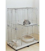 IRIS 2-Tier Wire Cat Cage, Silver