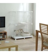 IRIS 2-Tier Wire Cat Cage, White