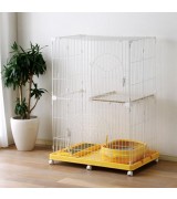 IRIS 2-Tier Wire Cat Cage Set, Yellow