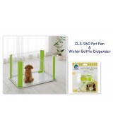 IRIS Wire Pet Pen & Water Bottle Dispenser Set, Green